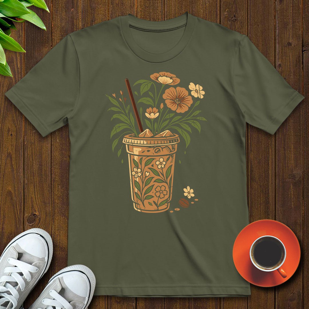 Floral coffee cup T-shirt - Witty Brews