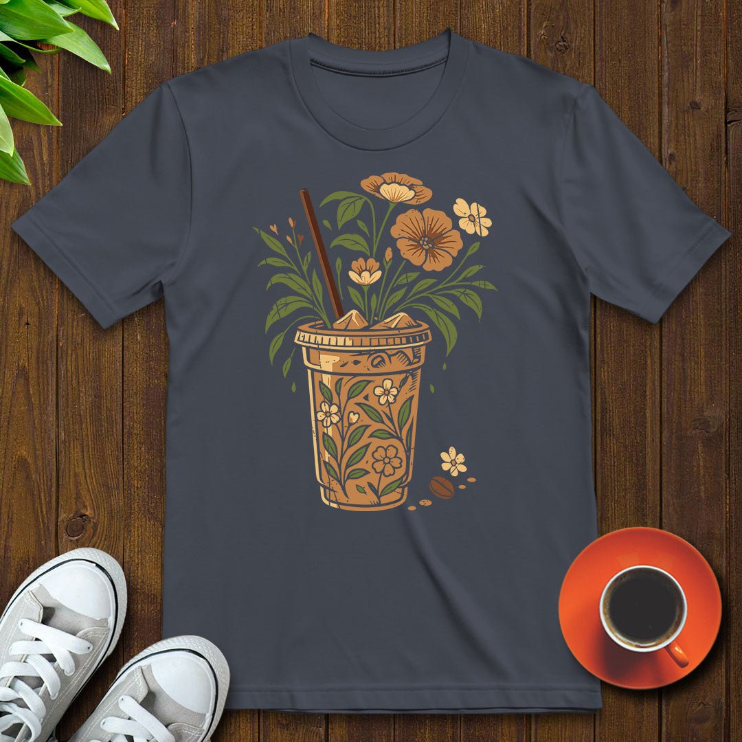 Floral coffee cup T-shirt - Witty Brews
