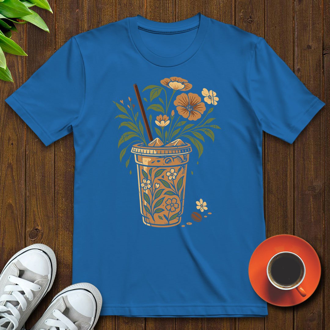 Floral coffee cup T-shirt - Witty Brews