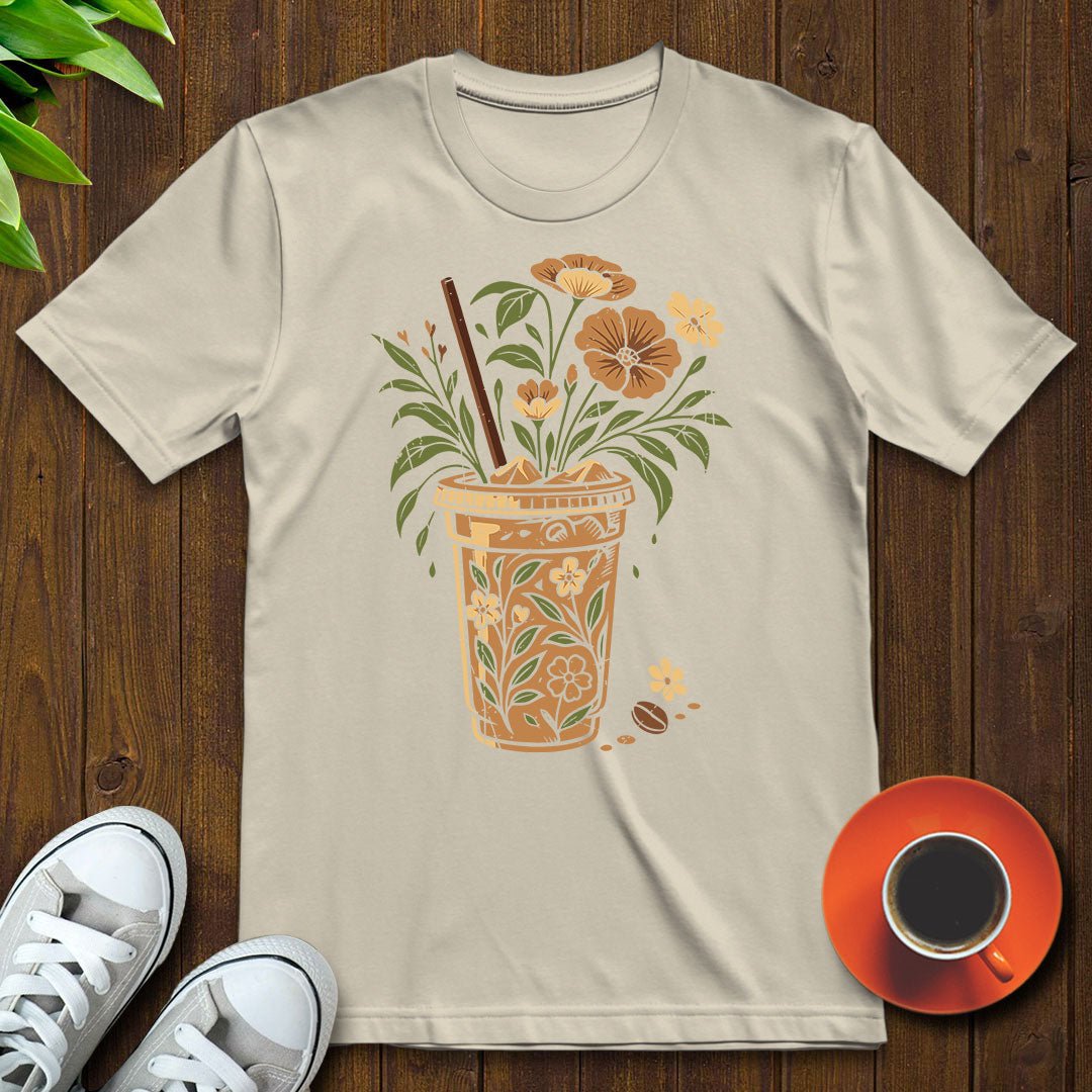 Floral coffee cup T-shirt - Witty Brews
