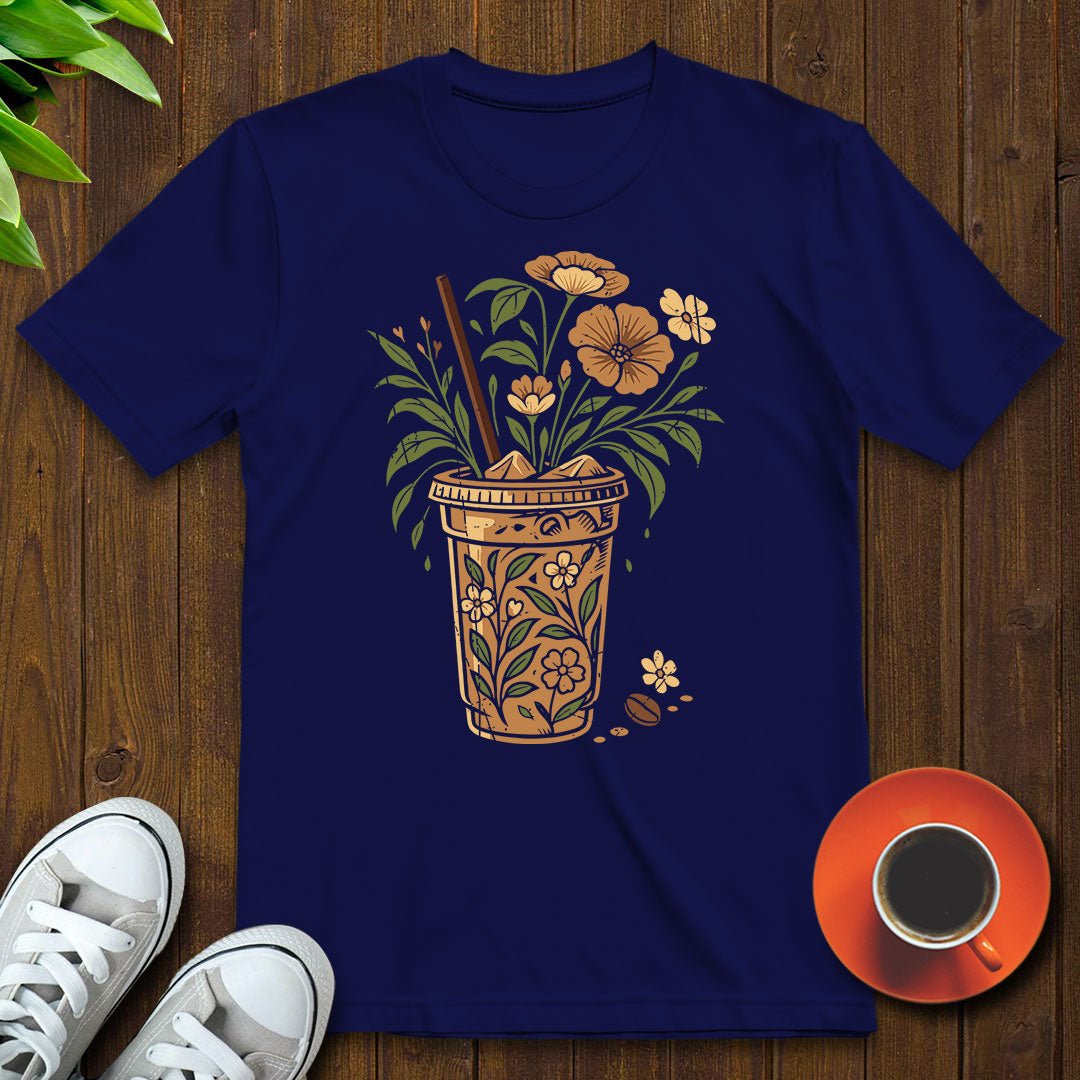 Floral coffee cup T-shirt - Witty Brews