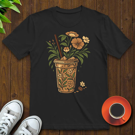 Floral coffee cup T-shirt - Witty Brews