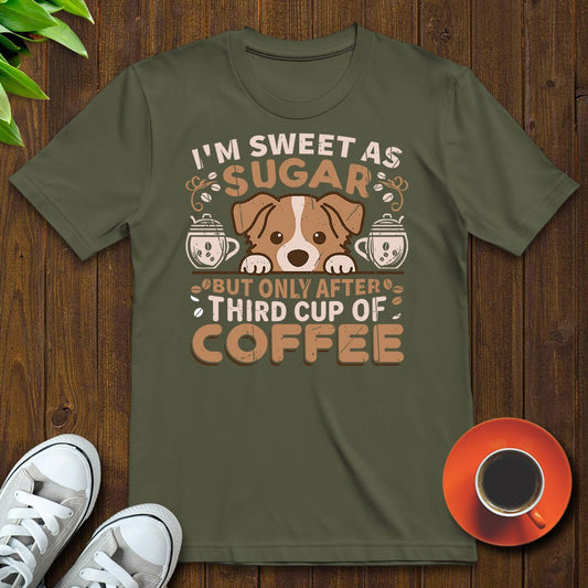 I'm sweet as sugar, third cup of coffee T-shirt - Witty Brews