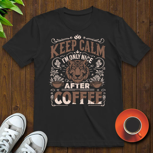 Keep calm I'm only nice after coffee T-shirt - Witty Brews